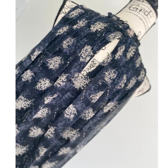 JOIE BALTIC MIDI DRESS BLACK/GRAY FLORAL FLOWY SMOCKED LACE SZ S RUFFLE NECK - Picture 11 of 16